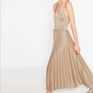 Zara knit shimmery gold dress